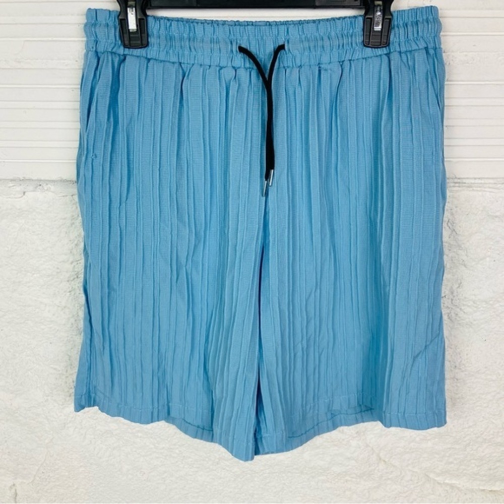 SHEIN MANFINITY Light Blue Drawstring pleated Shorts size XXL